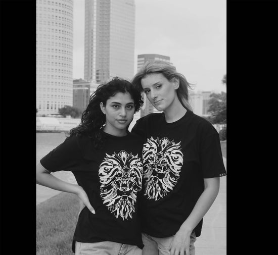 Students wearing the raised  Lion face t-shirt created by "Eli-by-NOK"