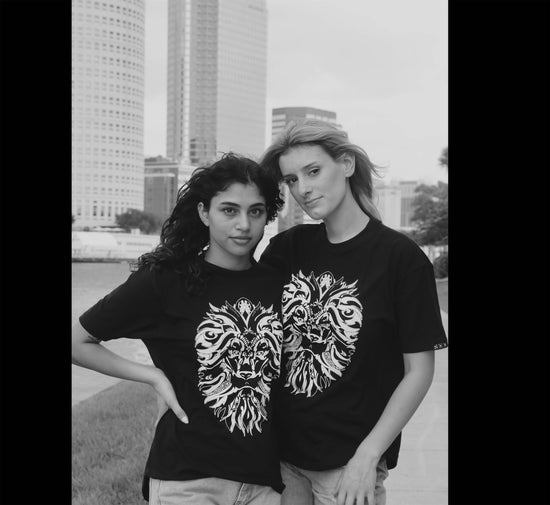 Students wearing the raised  Lion face t-shirt created by "Eli-by-NOK"