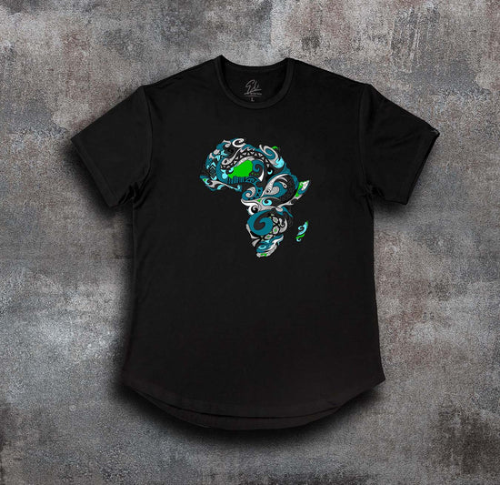 African Map T-shirt: part of "The Land" collection_Blue